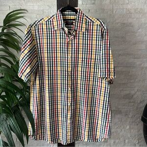 Paul and Shark Yaching Plaid Cotton Short Sleeve Button Down Size 40 Medium